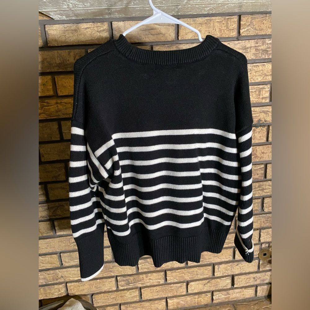 Philosophy Black and White Striped Sweater